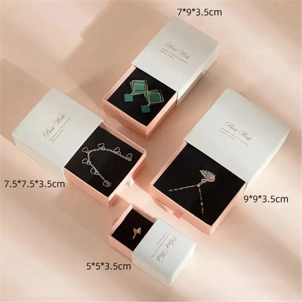 Eco-Friendly Custom Logo and Size Rigid Paper Small Drawer Box Jewelry Packaging Pull out Sleeve Sliding Gift Drawer Box