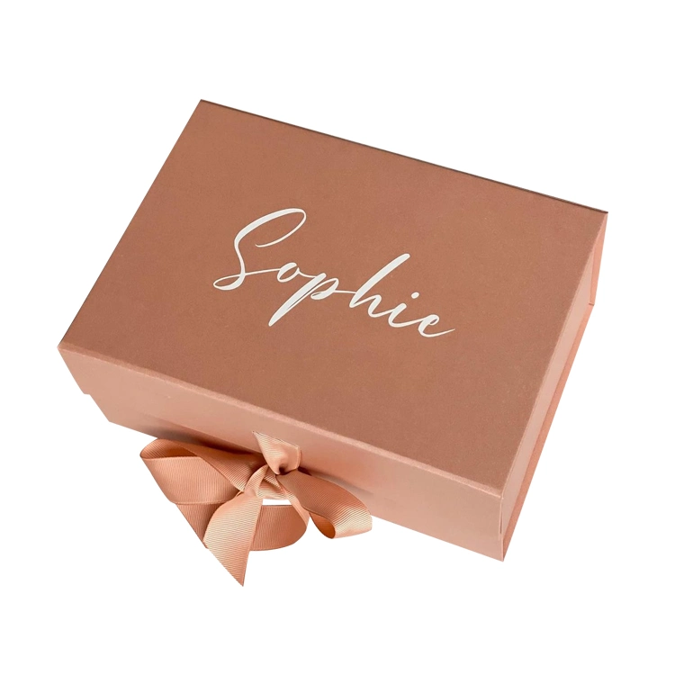 Refine Foldable Cardboard Box Custom Magnetic Flip Top Paper Gift Boxes with Ribbon Magnetic Closure