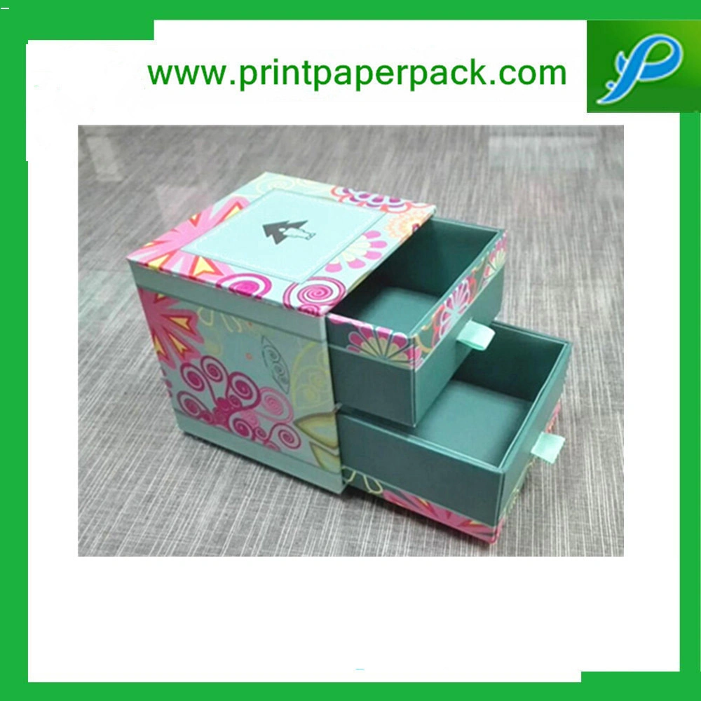 Top Elegant Pull out Paper Cardboard Two-Story Drawer Box, Jewellery Packaging Storage Box