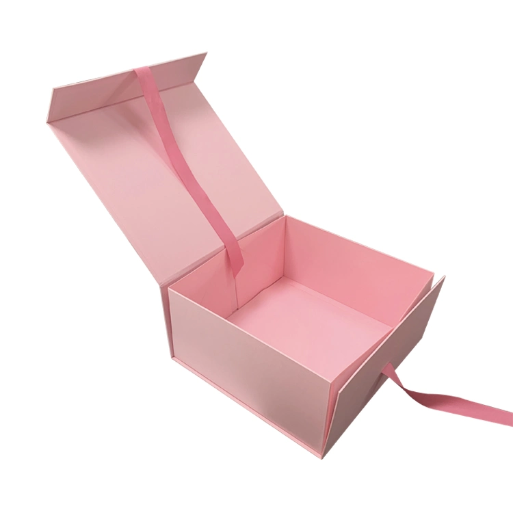 Refine Foldable Cardboard Box Custom Magnetic Flip Top Paper Gift Boxes with Ribbon Magnetic Closure