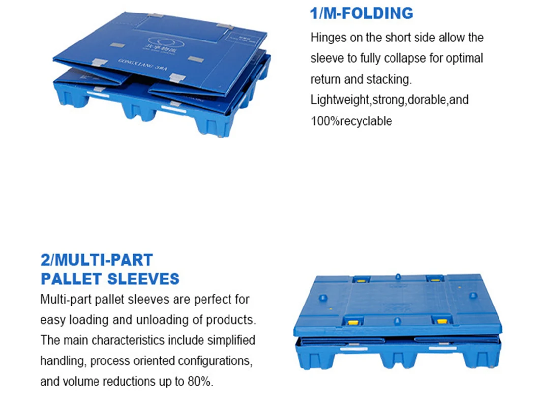 Collapsible Bulk Sleeve Pack Containers Plastic Pallet Pack Sleeve Box for Material Storage