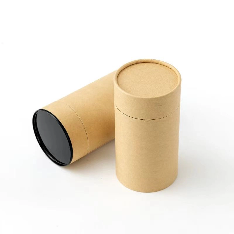 Wholesale Kraft Paper Cylinder Packaging Creative Portable Blank Gift Box with Two Different Lids