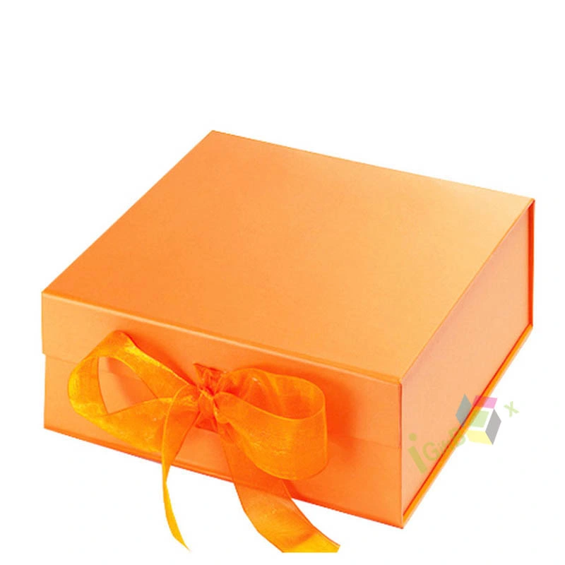 Orange Gift Boxes with Lid and Shredded Paper Filler Box for Business