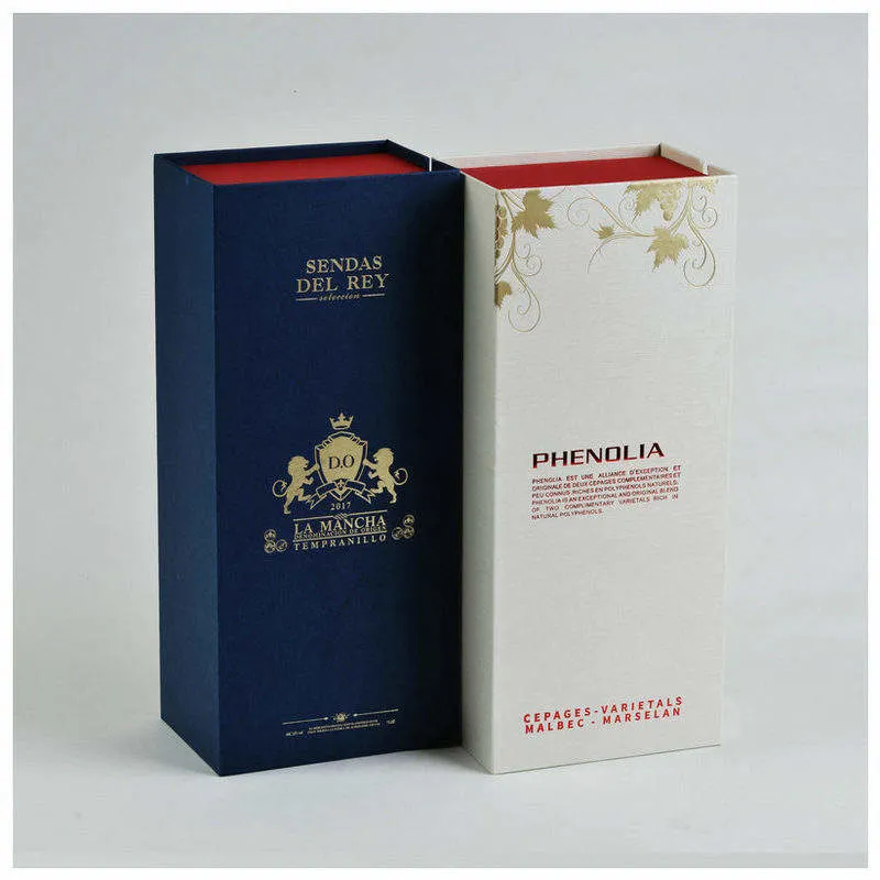 Premium Single Elegant Red Wine Packaging Flip Top Magnetic Health Wine Bottle Champagne Olive Oil Paper Gift Box Custom