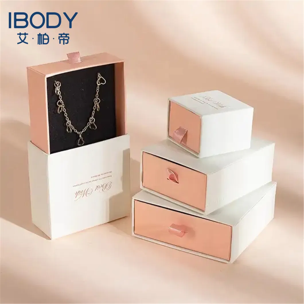 Eco-Friendly Custom Logo and Size Rigid Paper Small Drawer Box Jewelry Packaging Pull out Sleeve Sliding Gift Drawer Box