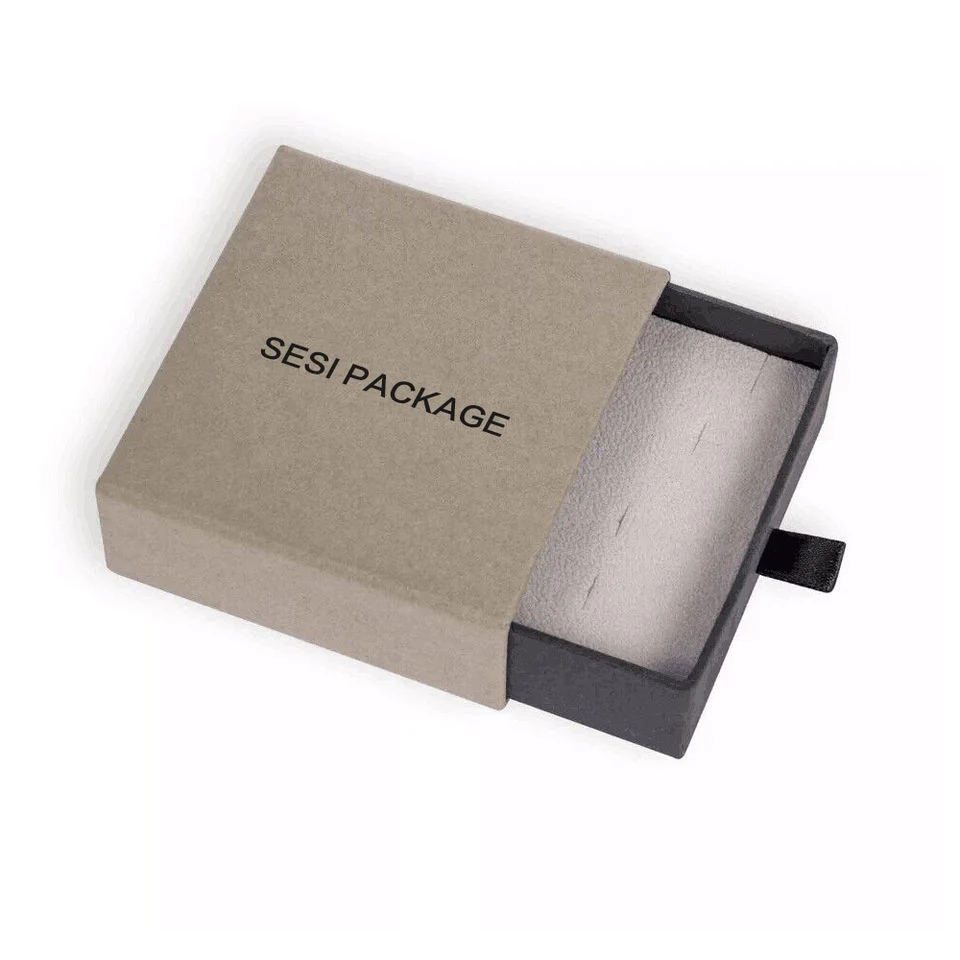 Custom Luxurious Jewellery Packaging Pouch Printed Cardboard Drawer Box Fashion White Jewelry Packaging Box with Pouch