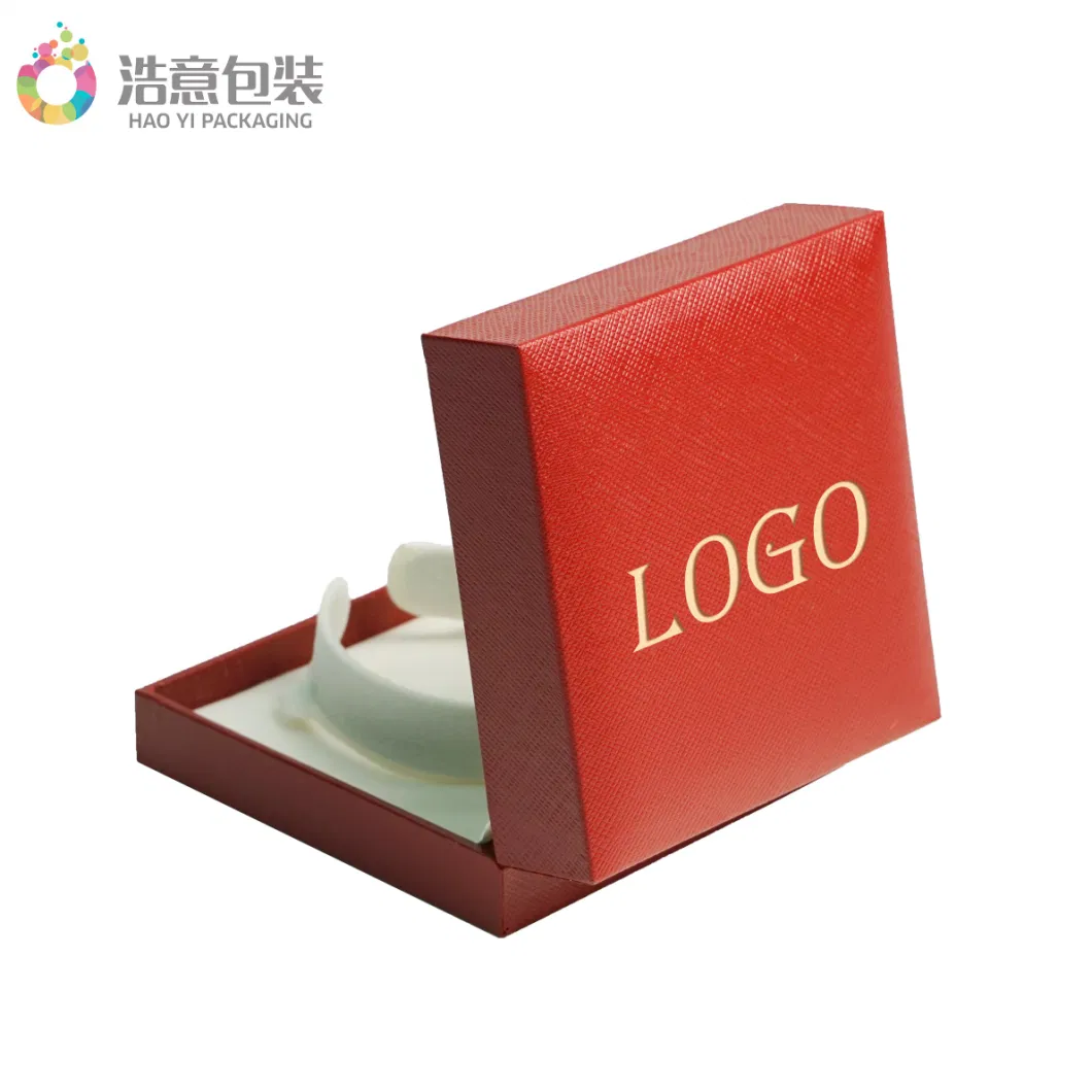 Custom Luxury Leather Bracelet Necklace Square Red Ring Gift Box for Jewelry