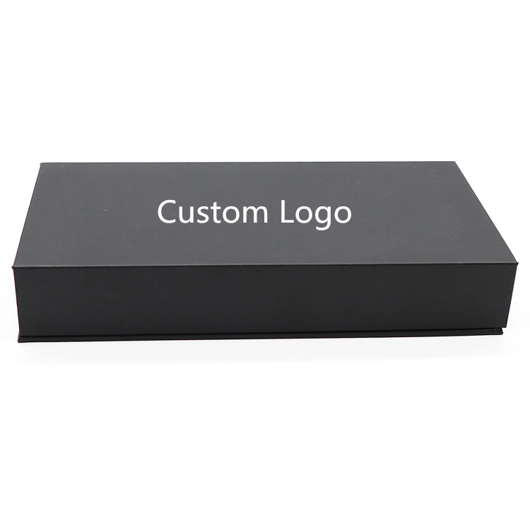 Luxury Custom Logo Printing Cosmetic Gift Packaging Black Flip Top Box with Magnetic Closure