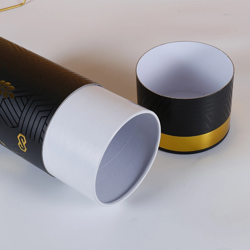 Brown Kraft Paper Cylindrical Boxes Customized Small Black Printed Paper Tube Packaging