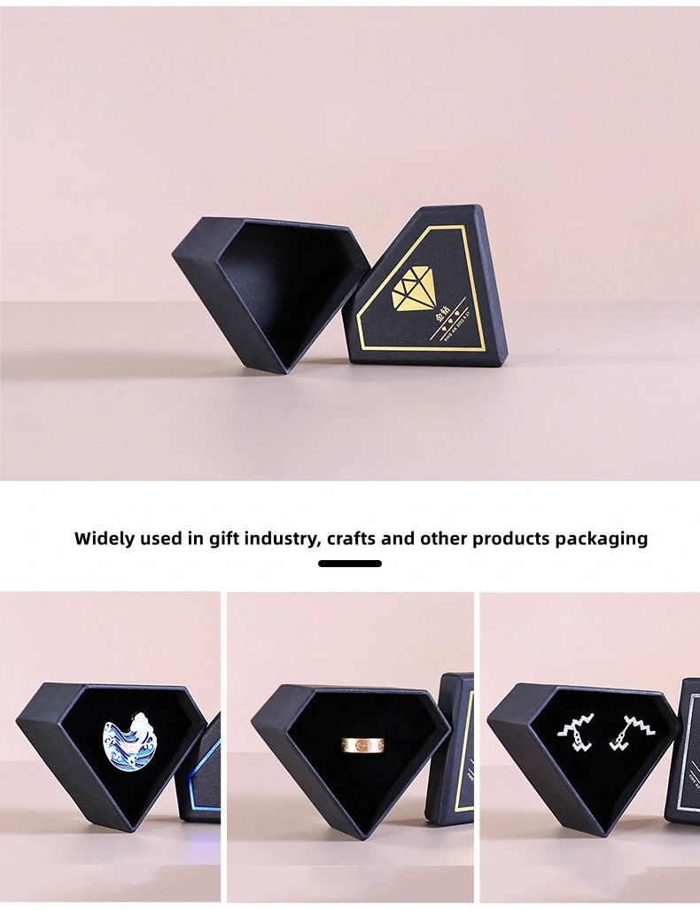 Custom Logo Diamond Shape White Rigid Hard Cardboard Packaging Paper Jewelry Gift Special Type Box