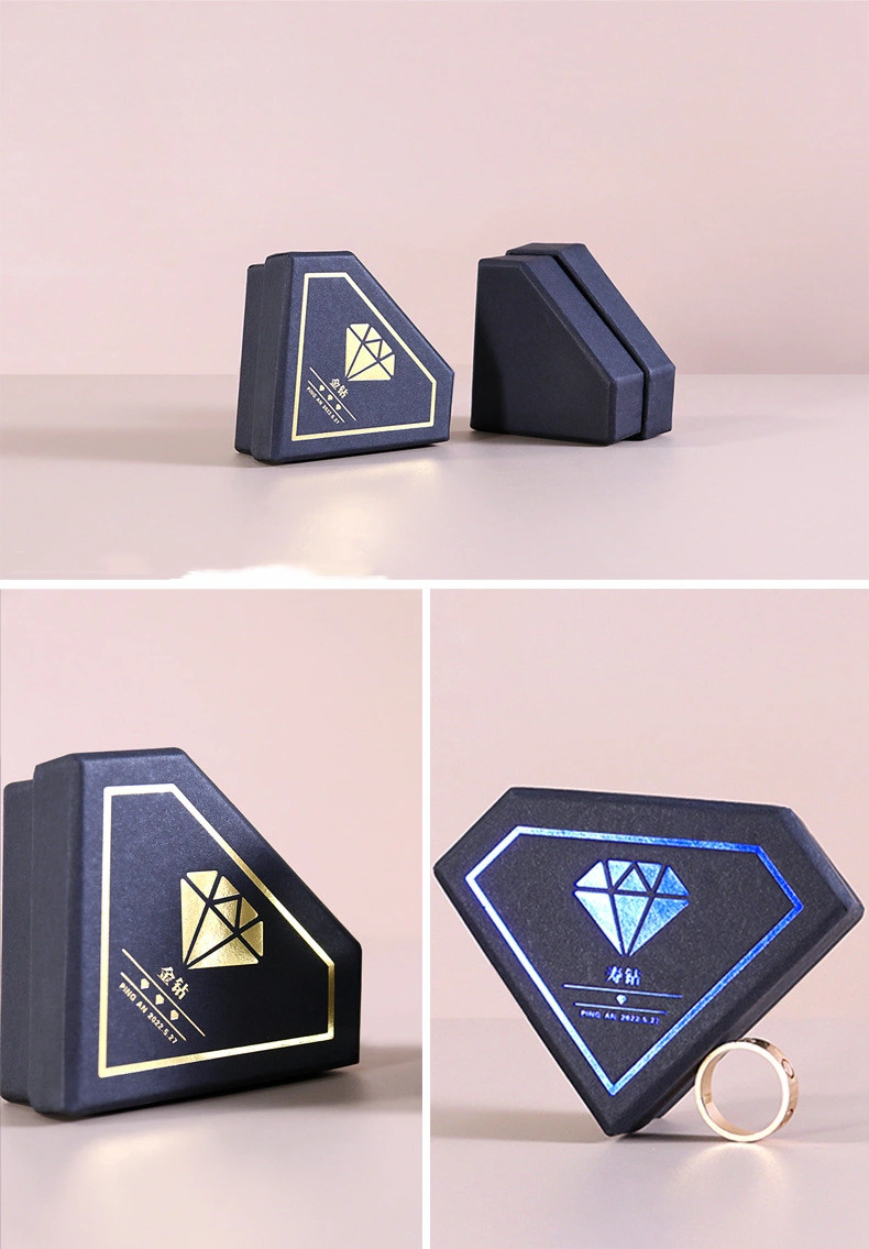 Custom Logo Diamond Shape White Rigid Hard Cardboard Packaging Paper Jewelry Gift Special Type Box