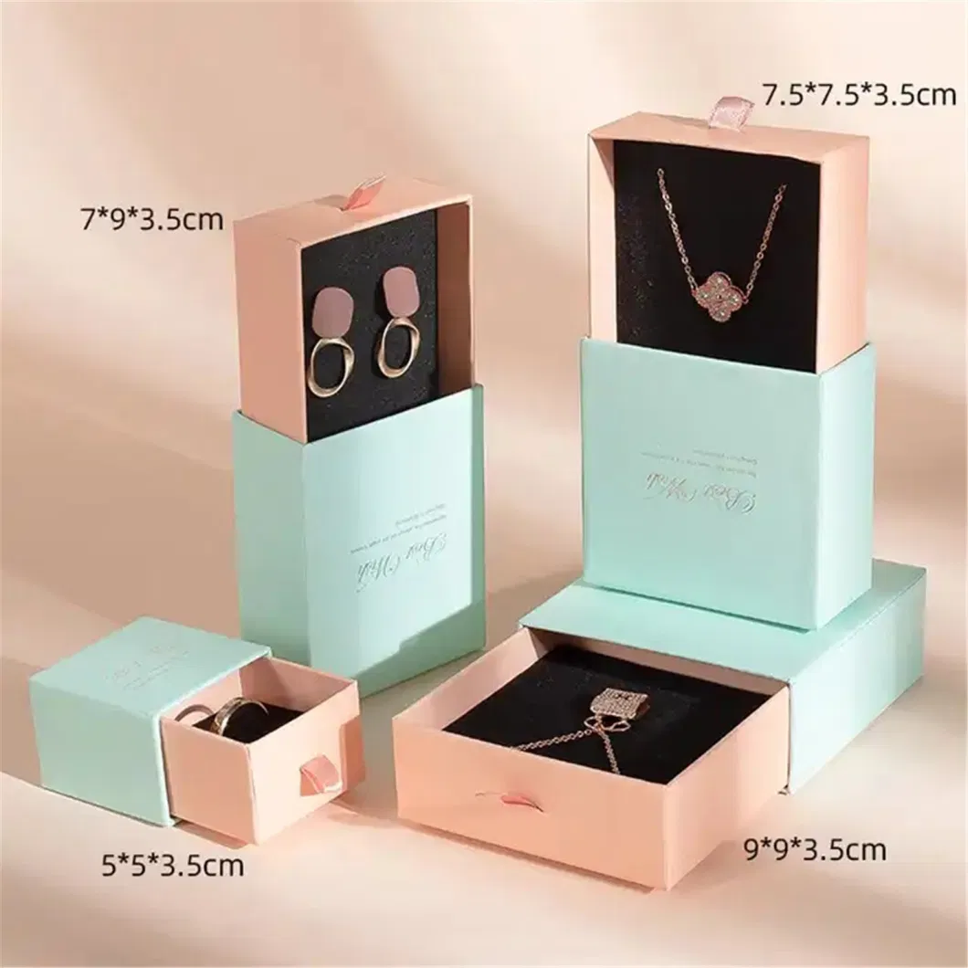 Eco-Friendly Custom Logo and Size Rigid Paper Small Drawer Box Jewelry Packaging Pull out Sleeve Sliding Gift Drawer Box