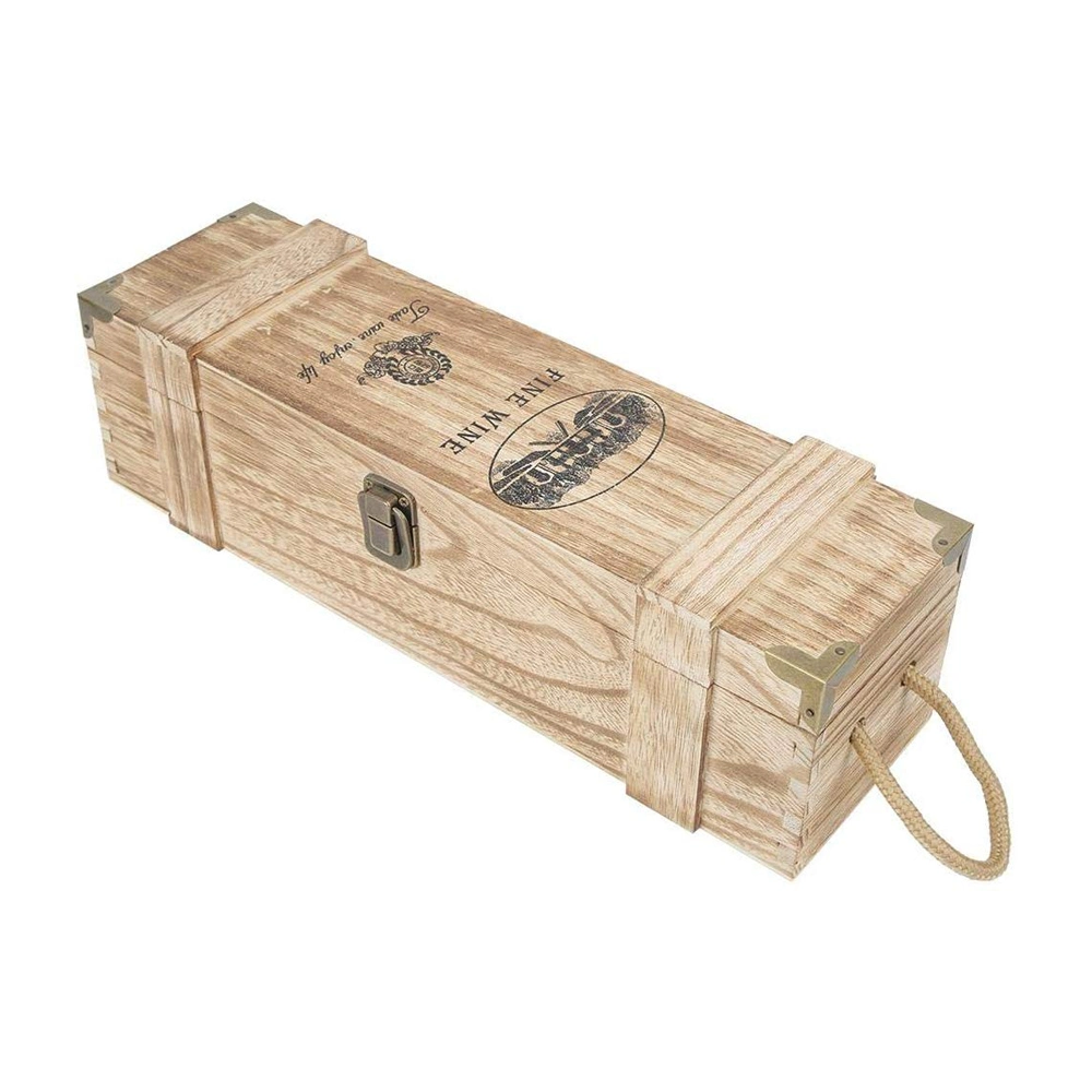 Wood/Wooden Gift Box with Rope Handle for Red Wine Packing/Storage