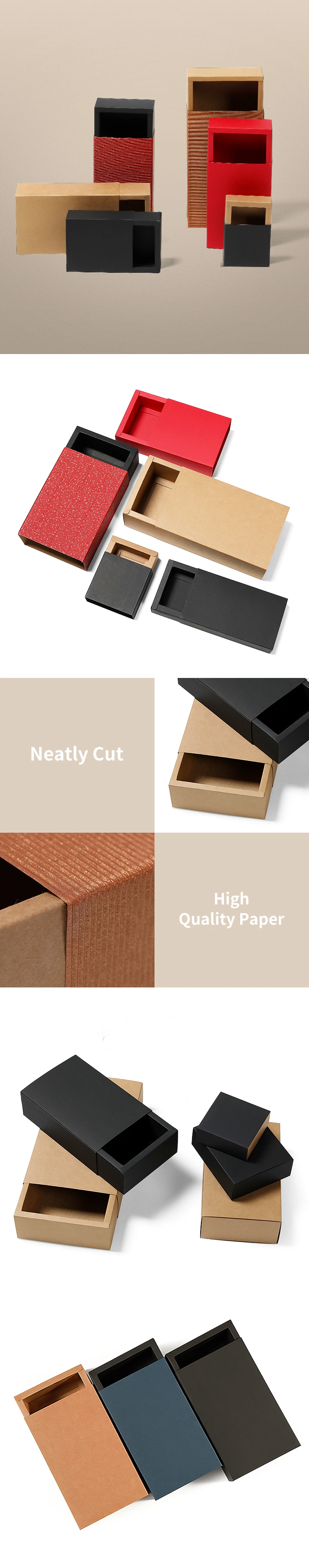 High Quality Custom Kraft Paper Drawer Box Gift Storage Packaging for Phone Case Cosmetic Electronics Incense Fragrance