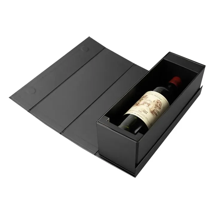 Custom Black Luxury Red Wine Paper Packing Box Bottle Packaging Gift Wine Box