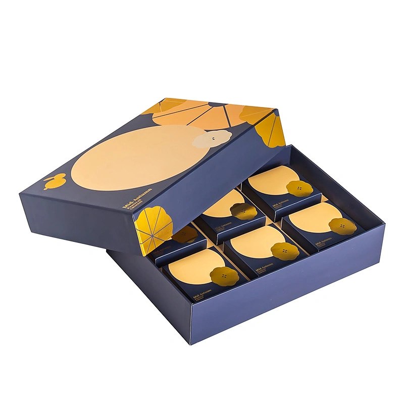 Customized Innovative Moon Cake Gift Box High-End Paper Gift Packing with Gold Cardboard Lining