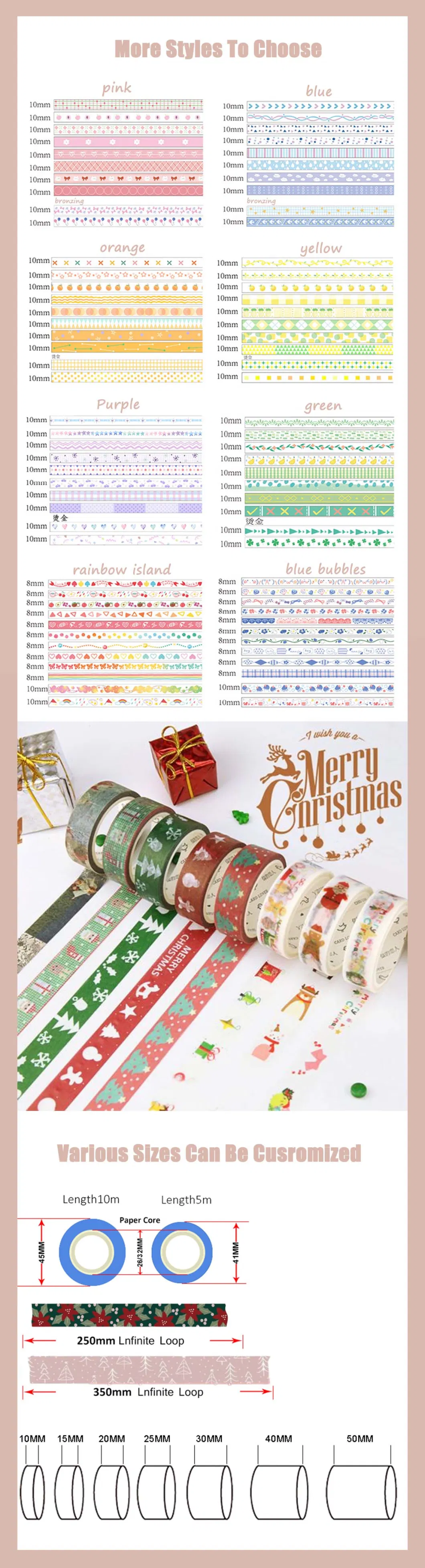 Unipack Custom Wholesale Christmas Decoration Masking Paper Roll Washi Adhesive Tape