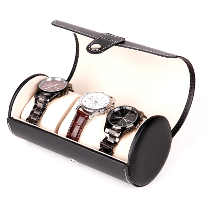 Watch Box PU Leather 3-Bit Cylinder High-End Watch Box Jewelry Watch Storage Display Box