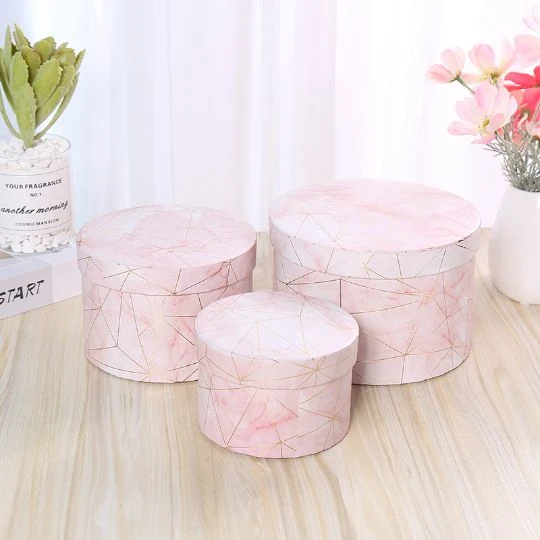 Luxury Large Cylindrical Cardboard Paper Gift Marble Boxes