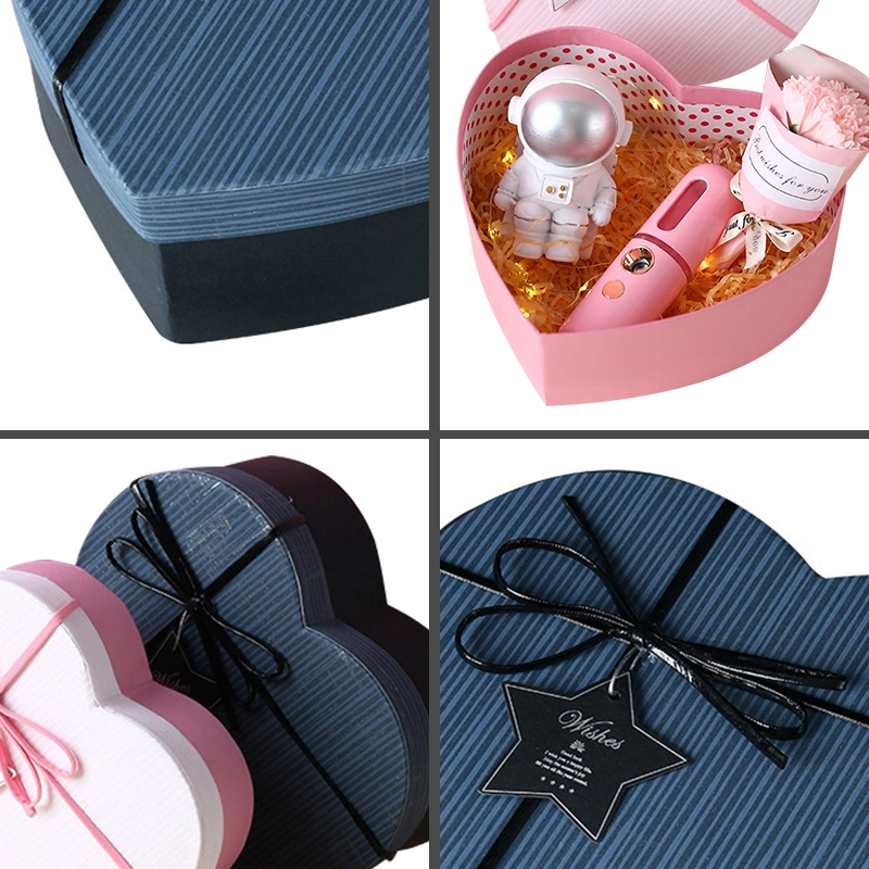 Manufacturer Customised Packaging Heart Ribbon Luxury Jewelry Packaging Gift Paper Box