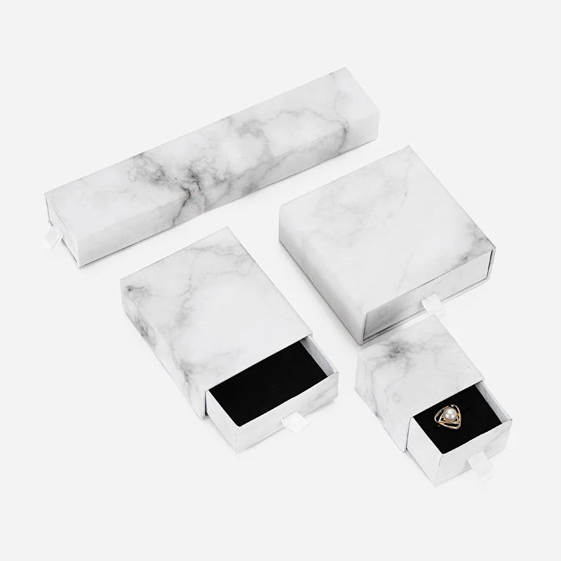 Stock Size Color Rigid Sliding out Gift Drawer Box Custom Logo Black Foam Ribbon for Jewelry Bracelet Necklace Ring Paper Boxes