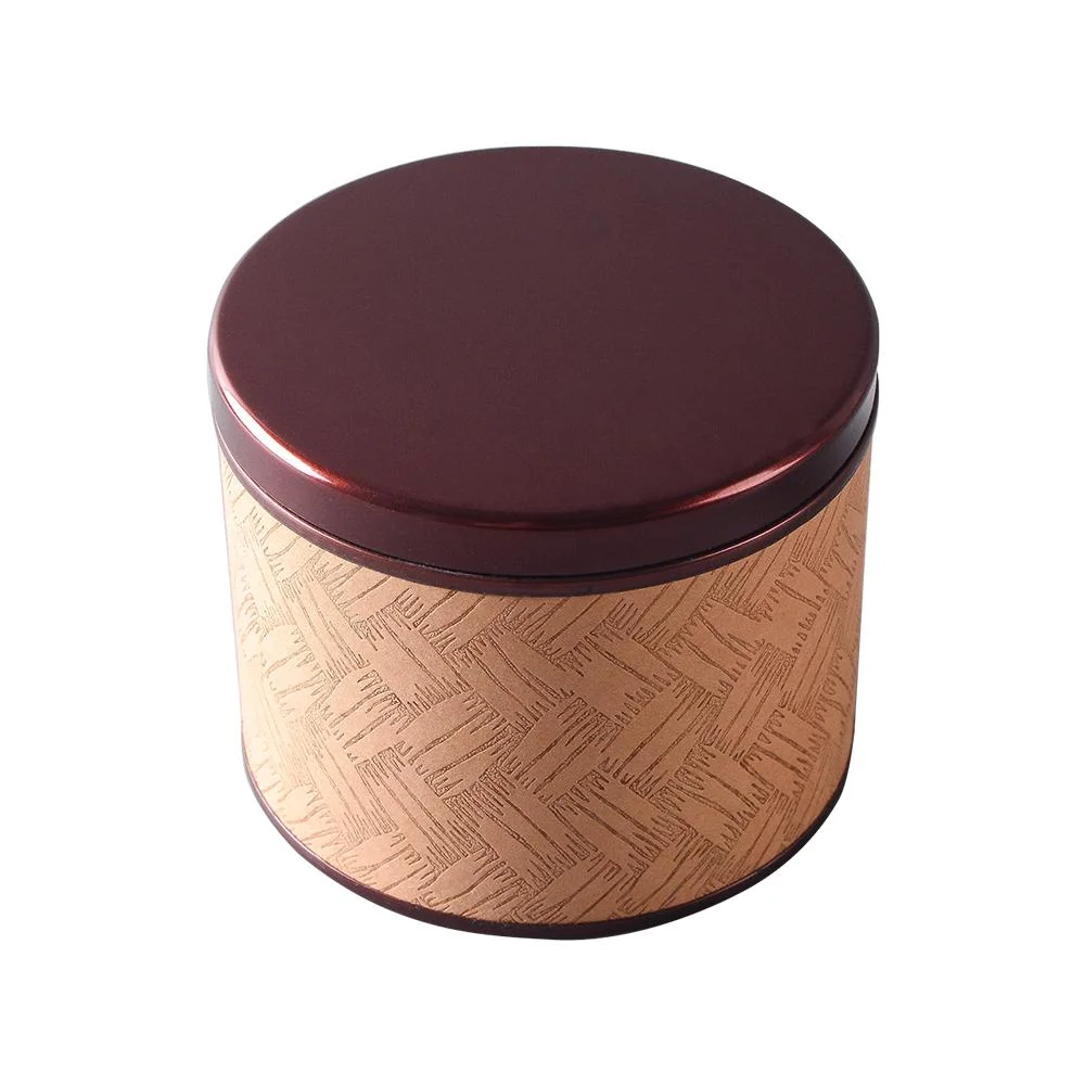 Luxury High Quality Custom Metal Lid Cardboard Cylinder Packaging Gift Box with Texture