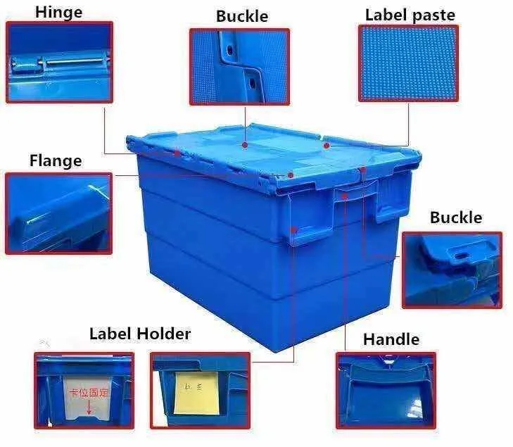 Wholesales Nest Storage Moving Crate Shipping Tote Boxes Plastic Container with Flip Lid