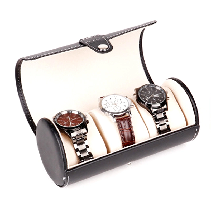 Watch Box PU Leather 3-Bit Cylinder High-End Watch Box Jewelry Watch Storage Display Box