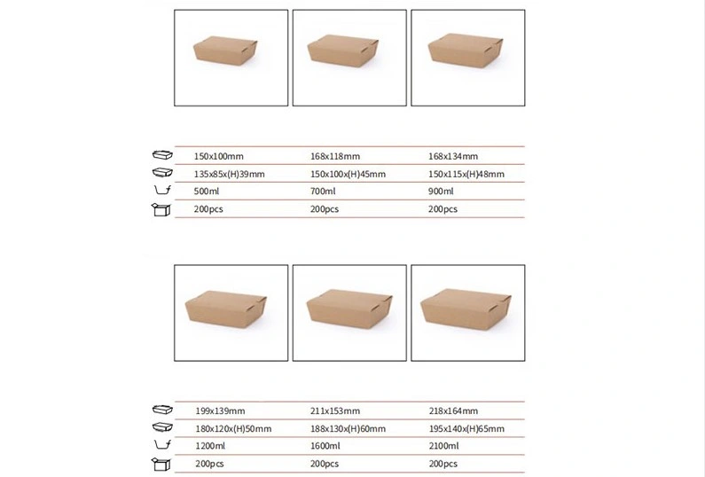 Kraft Paper Take out Food Container Kraft Lunch Meal Takeout Box Large Disposable Brown Storage to Go Packaging