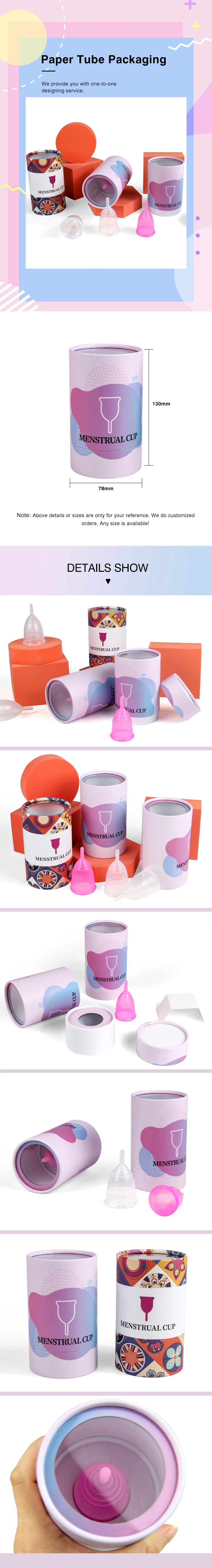 Firstsail Wholesale Custom Eco Friendly Paper Cardboard Cylinder Shaped Tubes Box for Period Silicone Menstrual Cup Packaging