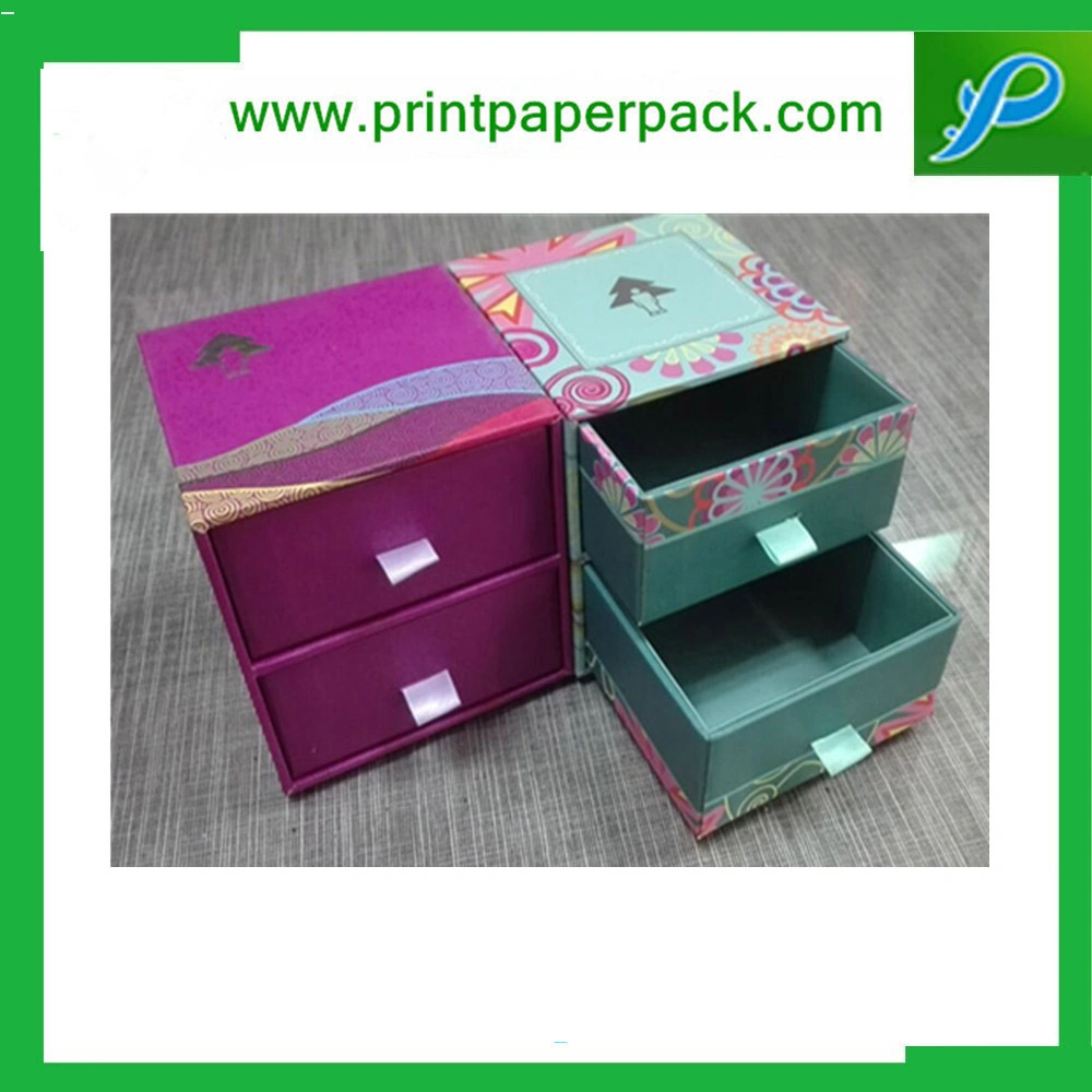 Top Elegant Pull out Paper Cardboard Two-Story Drawer Box, Jewellery Packaging Storage Box