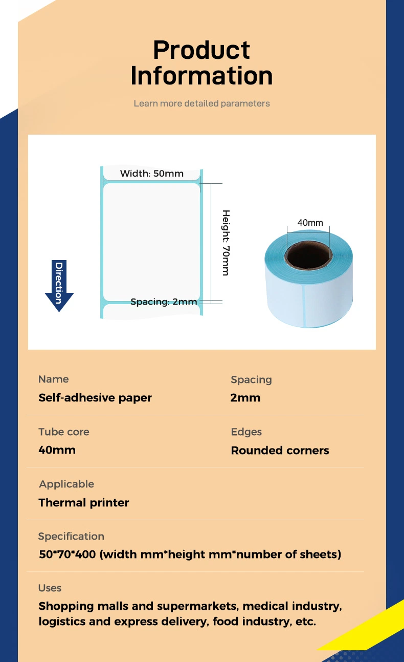 Wholesale Blank White Self Adhesive Sticky 60mm X 40mm Thermal Labels Rolls