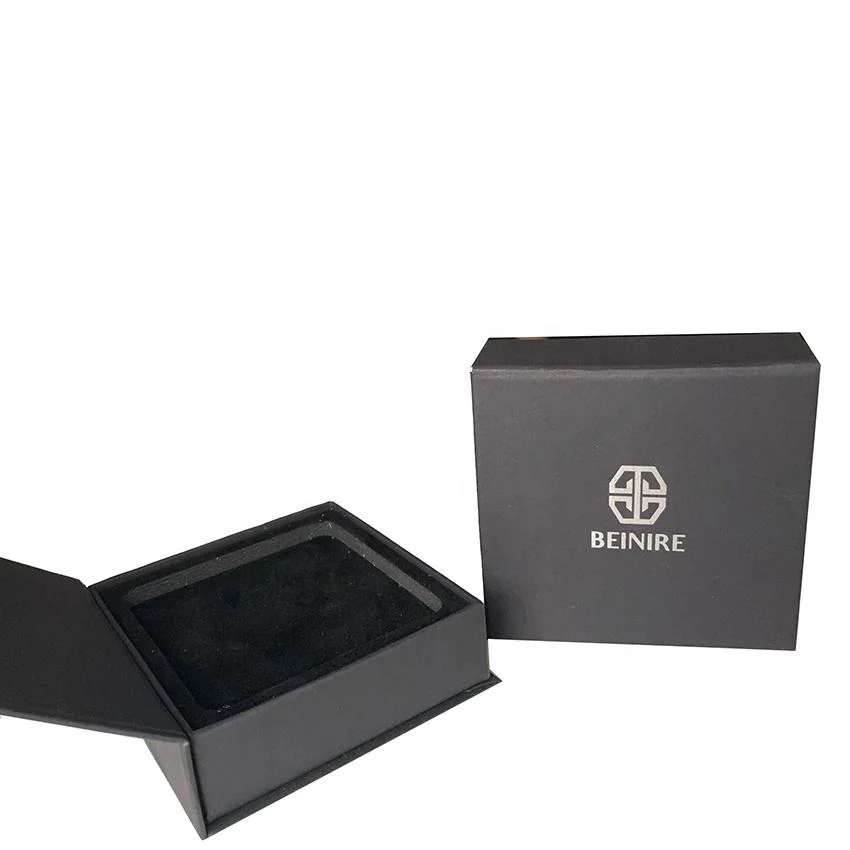 Luxury Custom Logo Silver Foiled Bracelet Bangle Packaging Clamshell Magnet Cardboard Jewelry Box