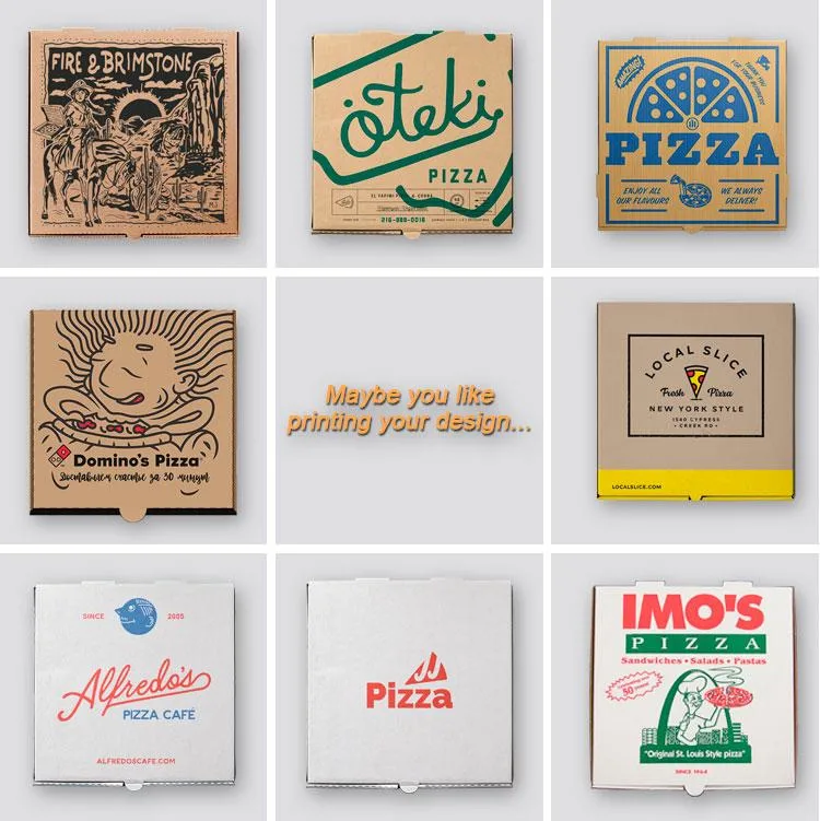 Custom Logo Printed Brown Kraft Paper Pizza Box Food Packaging