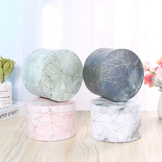 Luxury Large Cylindrical Cardboard Paper Gift Marble Boxes