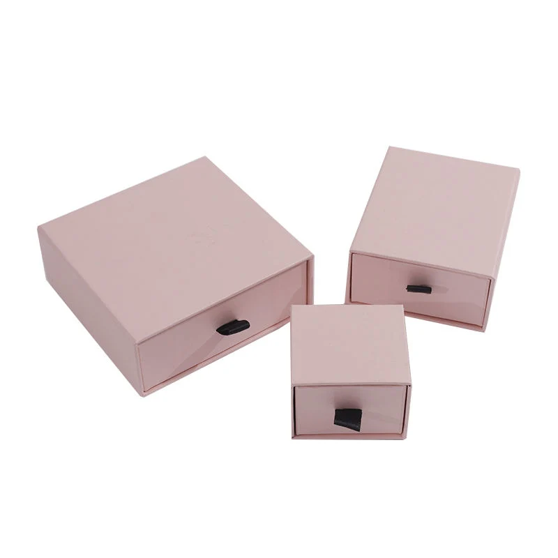 Stock Size Color Rigid Sliding out Gift Drawer Box Custom Logo Black Foam Ribbon for Jewelry Bracelet Necklace Ring Paper Boxes