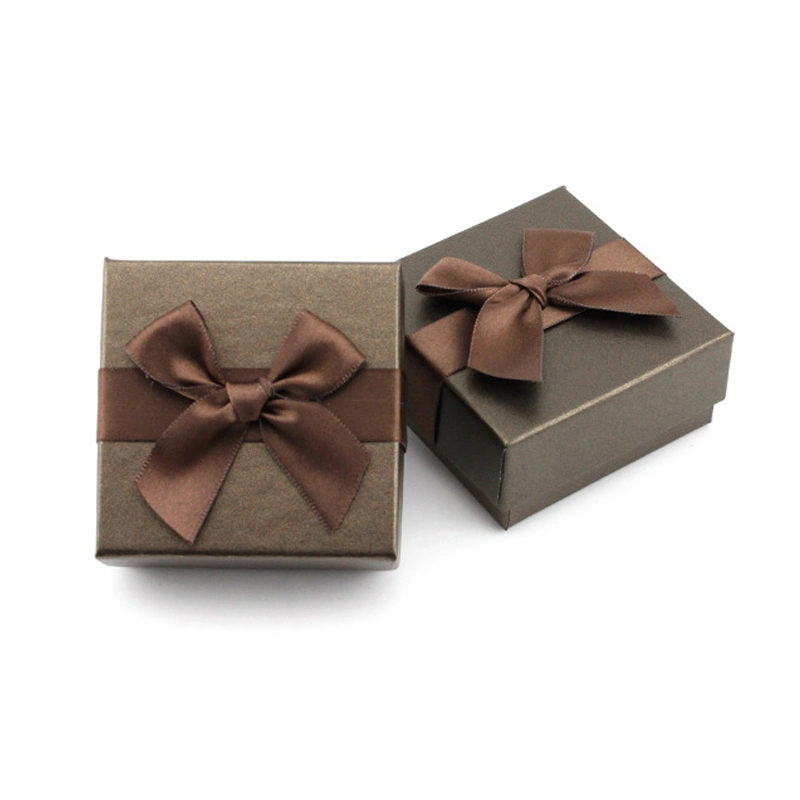 Luxury Custom Cardboard Bow Ribbon Jewelry Gift Set Necklace Pendant Ring Earring Bracelet Paper Packaging Gift Box with Gift Bag