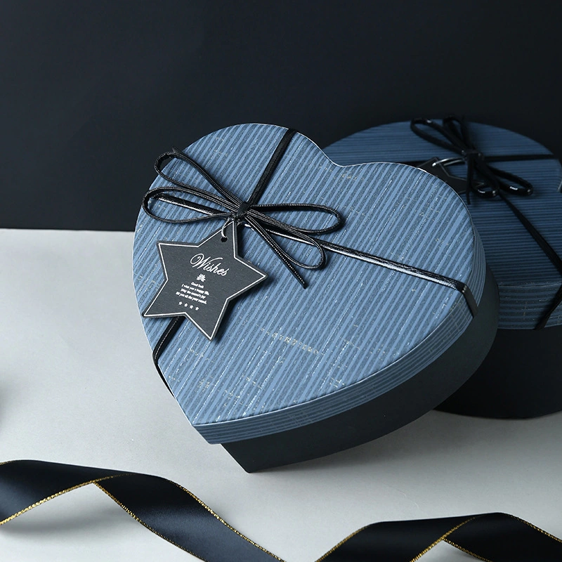 Manufacturer Customised Packaging Heart Ribbon Luxury Jewelry Packaging Gift Paper Box