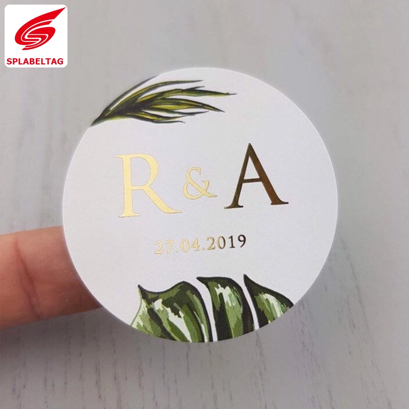 Round Leaf Foil Stickers for Wedding Invites - Personalised Wedding Stickers