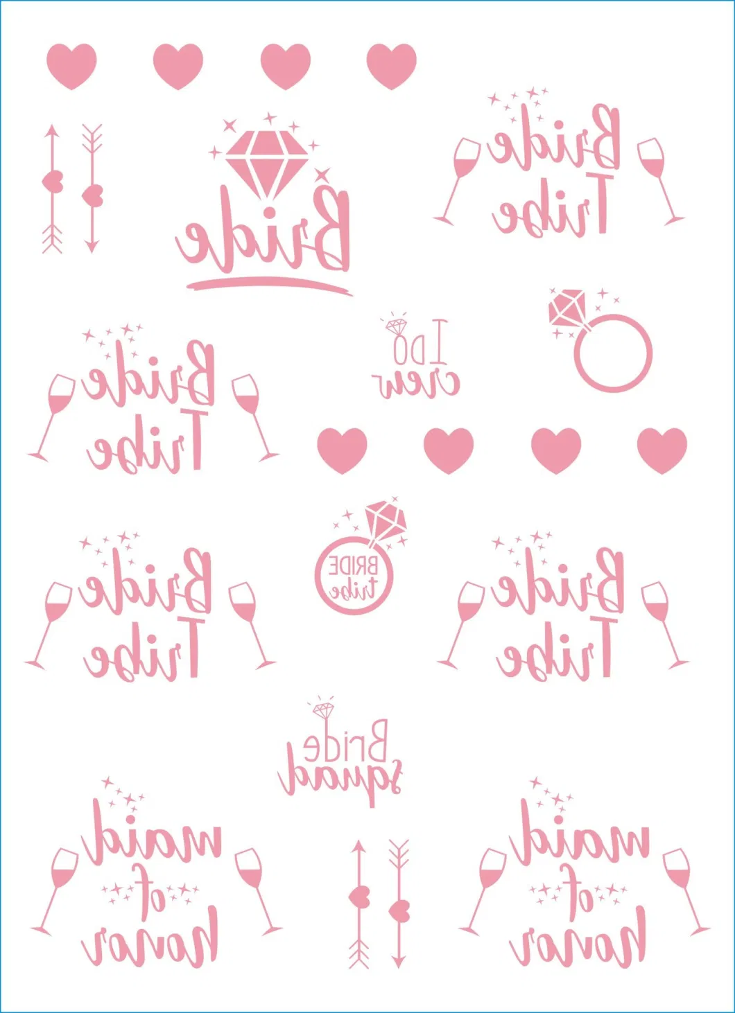 Waterproof Bridesmaid Wedding Bachelor Party Foil Silver Temporary Tattoo Sticker