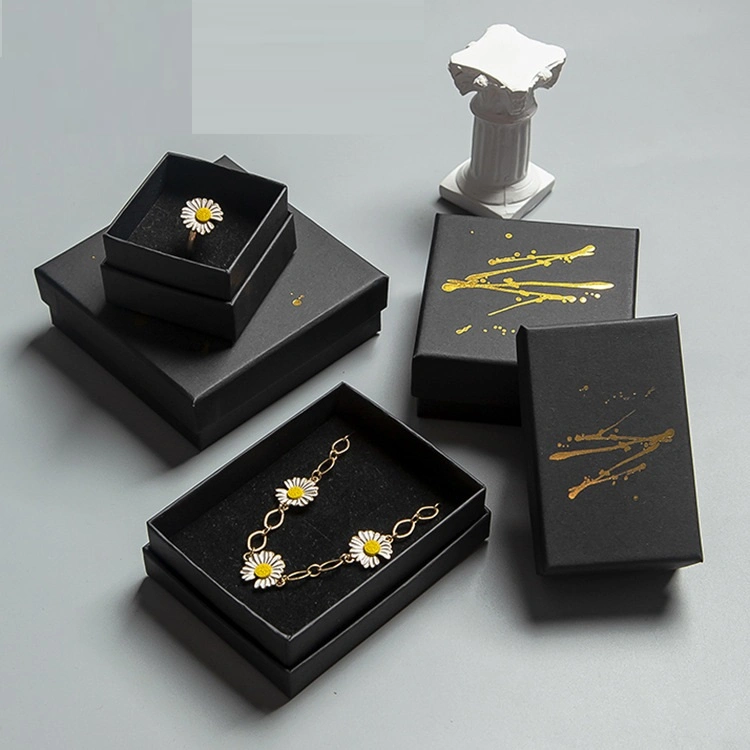 Black Gold Stamping China Wholesale Jewelry Packaging Box Earrings Bracelet Necklace Ring Bracelet Jewelry Box