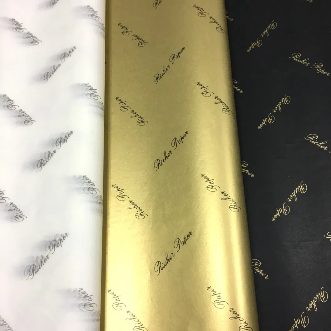 Factory Sale Printing Golden Silver Foil Paper Packaging Wrapping Tissue Paper for Gift Box Red Wine Clothing Shoes Bouquet