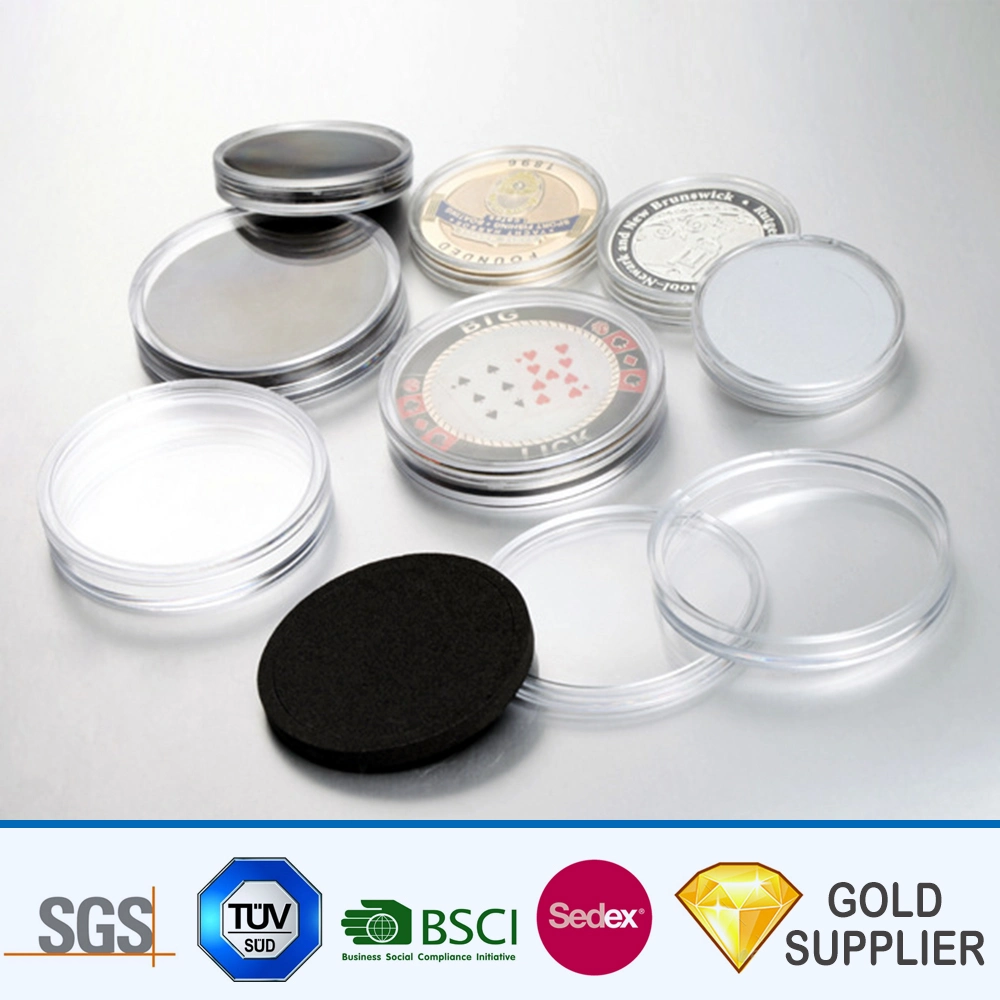 Cheap Custom Promotional Rectangular Round Durable Clear Small Display Packaging Boxes Transparent Plastic Medal Coin Storage Gift Box with Printed Logo