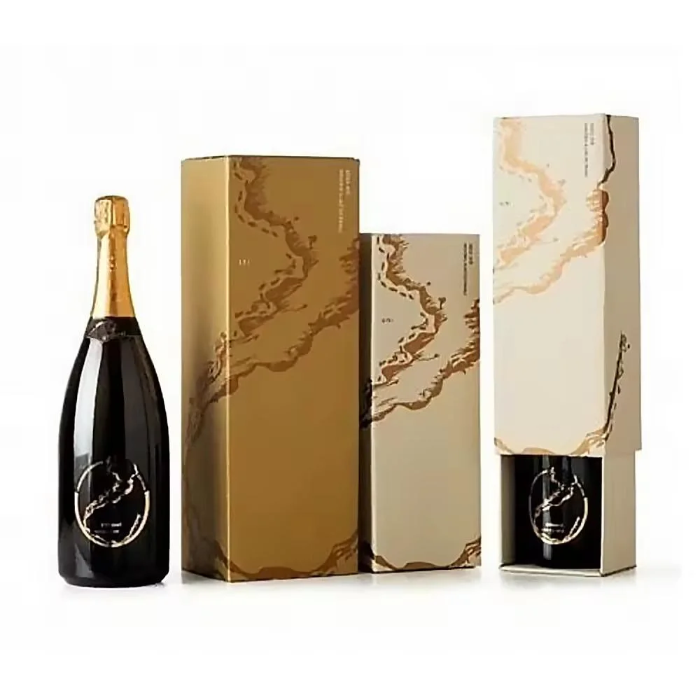 Champagne Rigid Cardboard Paper Box Whisky Alcohol Wine Glass Bottle Gift Packaging