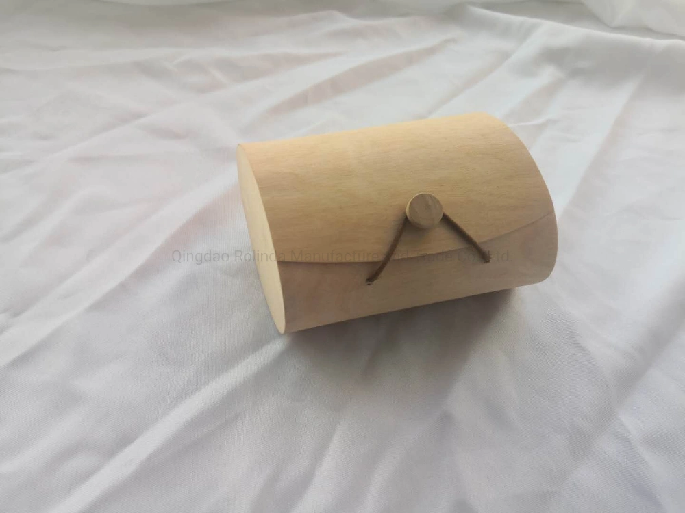 Fashion Birch Veneer Single Bottle Cylinder Wooden Wine Gift Box