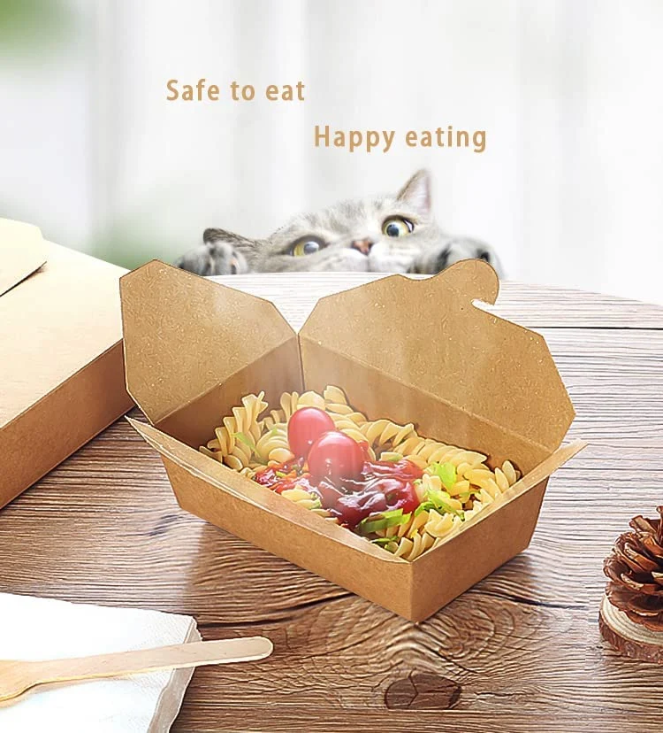 Kraft Paper Take out Food Container Kraft Lunch Meal Takeout Box Large Disposable Brown Storage to Go Packaging