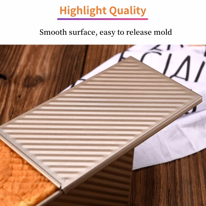 Bakeware Golden Non Stick Corrugated Toast Box with Lid Baking Mold Low Sugar Toast Oven Cake Baking Tray