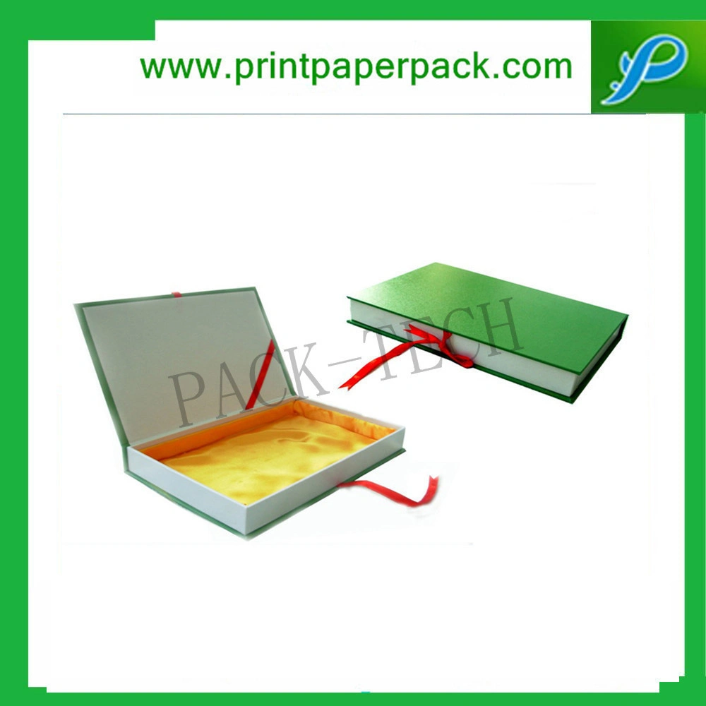 High-End Offset Printing Book Style Paper Jewelry Storage Box Rigid Foldable Cardboard Paper Packaging Gift Box with Silk Ribbon