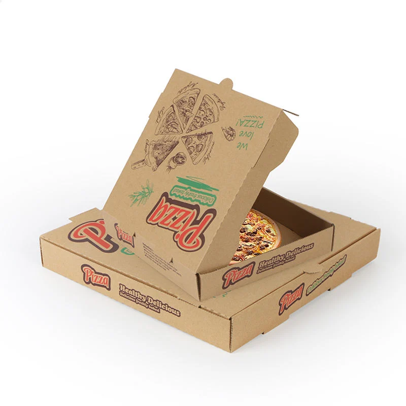 Custom Logo Printed Brown Kraft Paper Pizza Box Food Packaging