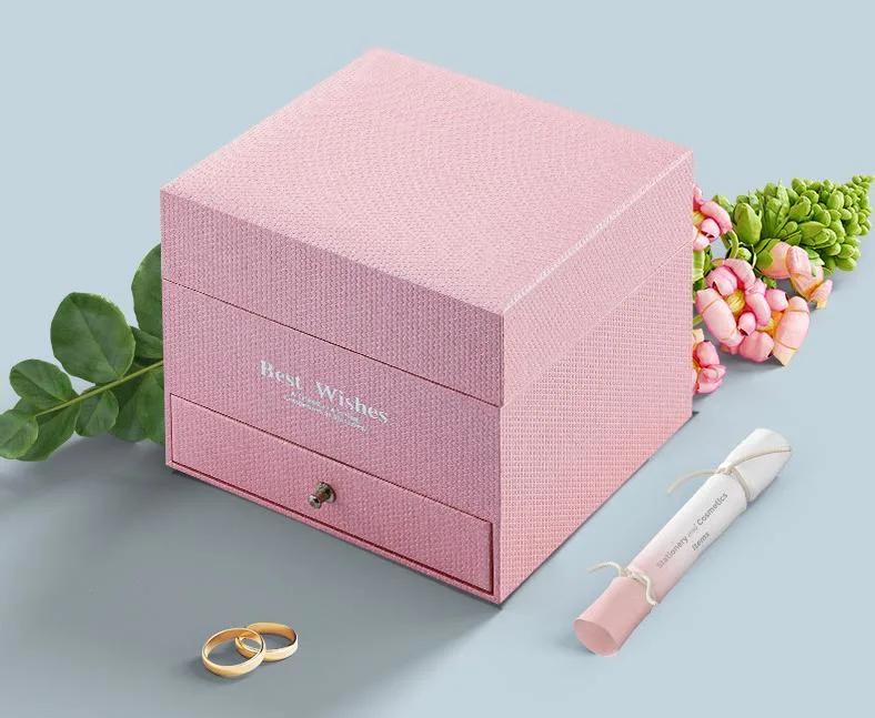 Custom Luxury Soap Roses Jewelry Box Double-Layer Drawer Packaging Boxes Valentine&prime;s Day Rose Flower Gift Box for Ring Necklace